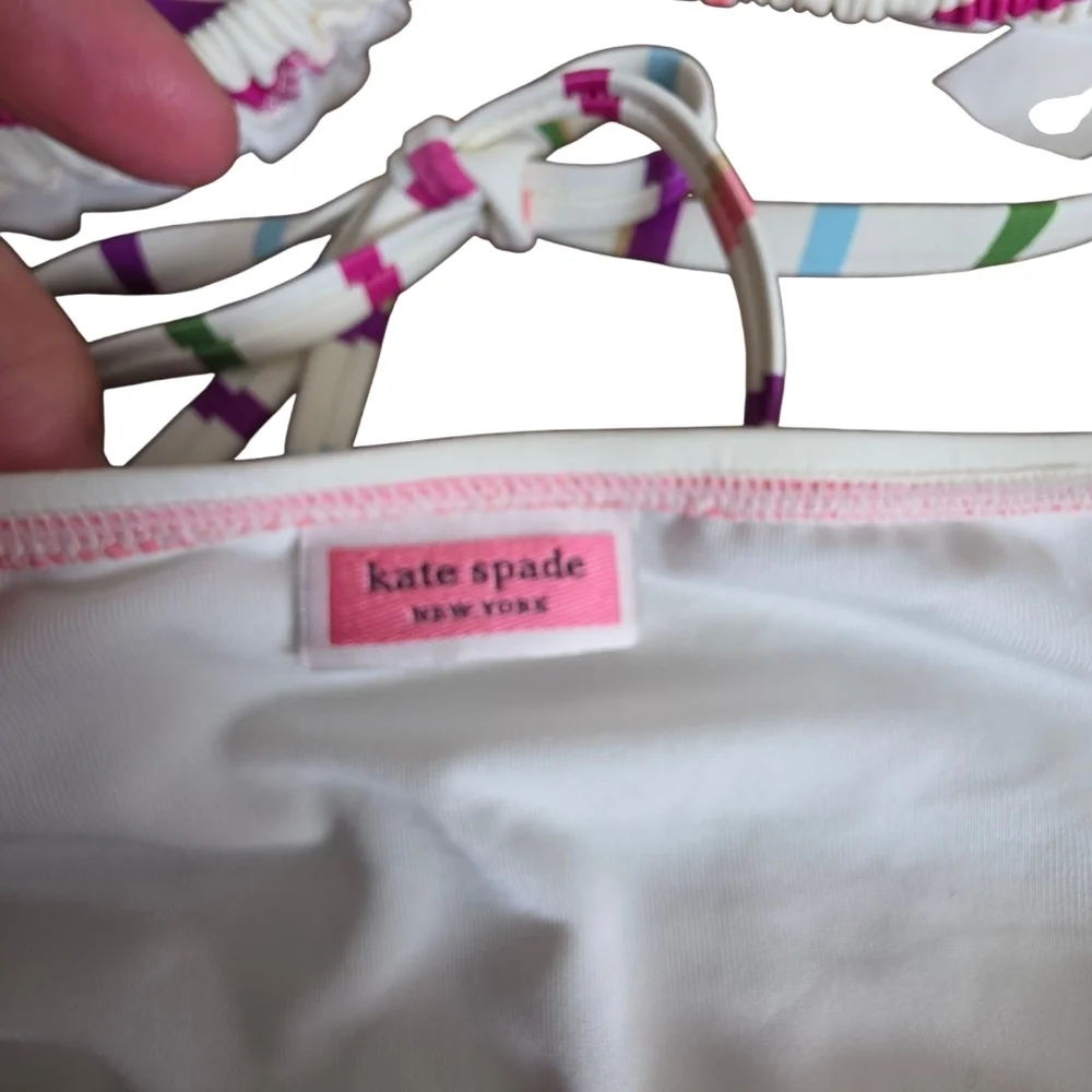 NWT Kate Spade Party Stripe Triangle Bikini Two Piece Swimsuit Sz Large S3A226S